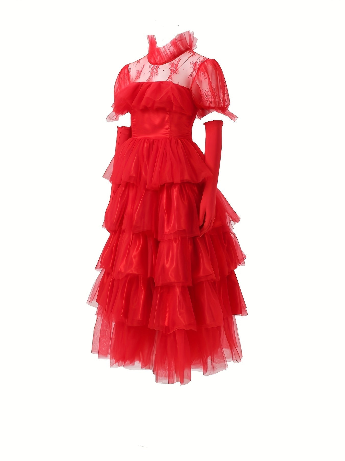 Dames Gothic Kant Halloween Film Kostuum Jurk | Gelaagde Maxi