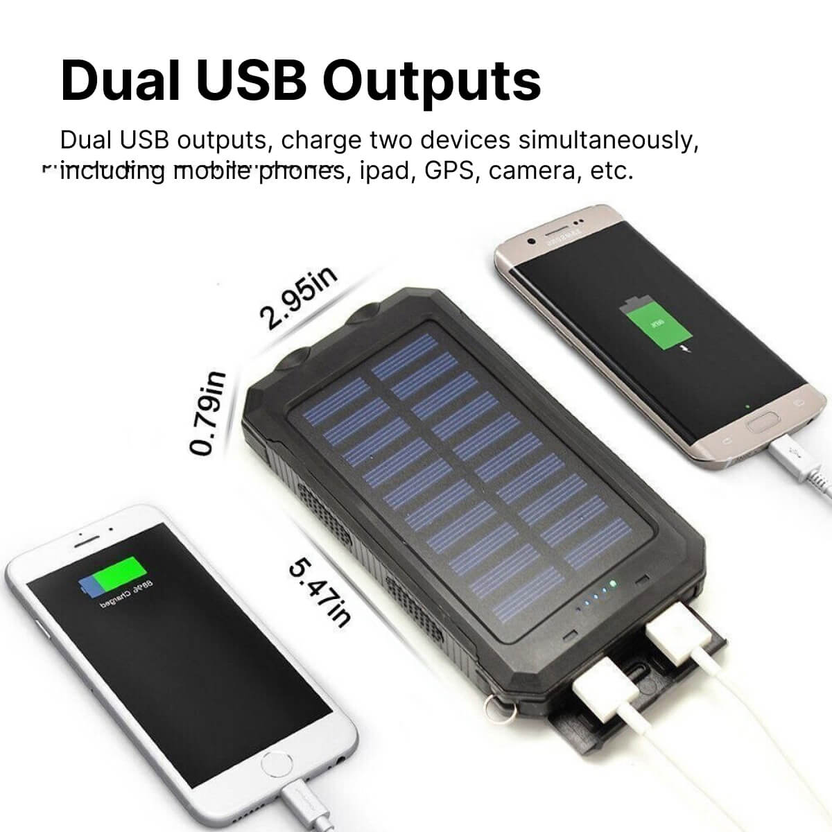 500000mAh Waterdichte Zonne-energie Powerbank met Dubbele USB-poorten en LED Zaklamp - Beste Draagbare Oplader voor Buitengebruik