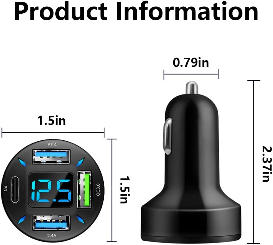 Autolader 66W Supersnel opladen met USB PD & QC 3.0 – Universeel voor 12-24V sigarettenaansteker