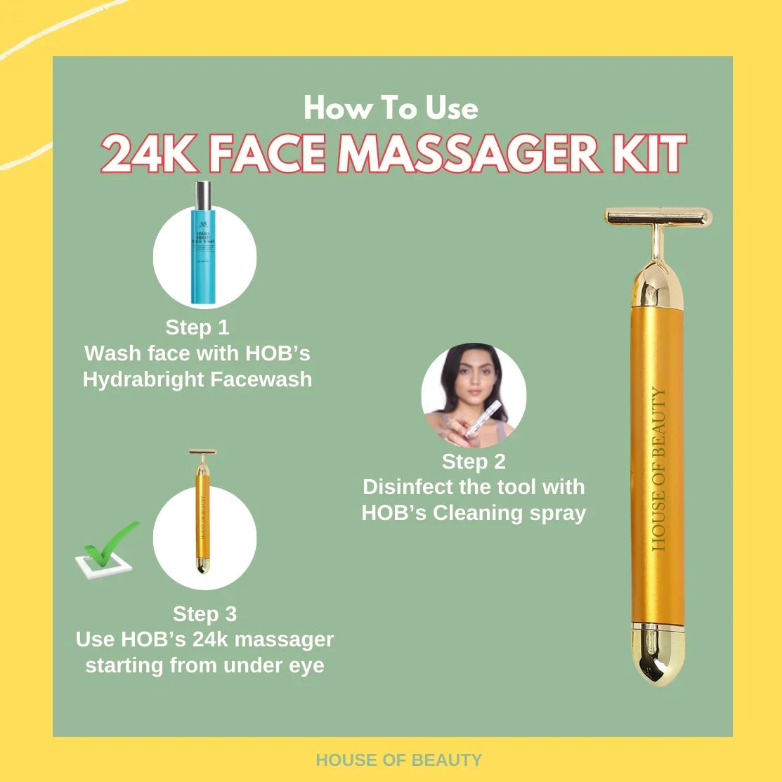 GildedGlow Luxe Gezichtsmassage Roller | Revitaliseer je huid met een elektrisch massagetool met 24K goud voor een stralende teint