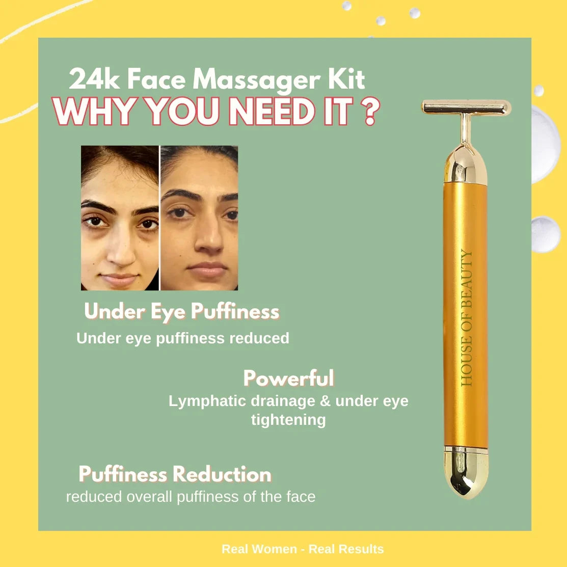 GildedGlow Luxe Gezichtsmassage Roller | Revitaliseer je huid met een elektrisch massagetool met 24K goud voor een stralende teint