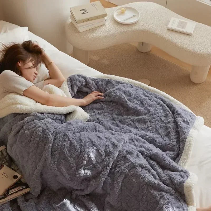 Dik Lamswollen Winter Fleece Deken - LuxyCozy
