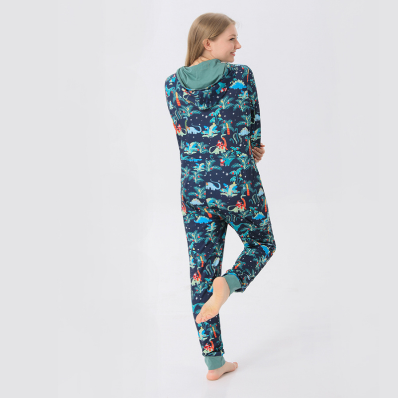 Blauwe Kerst Hooded Matching Familie Kerst Pyjama's Onesies