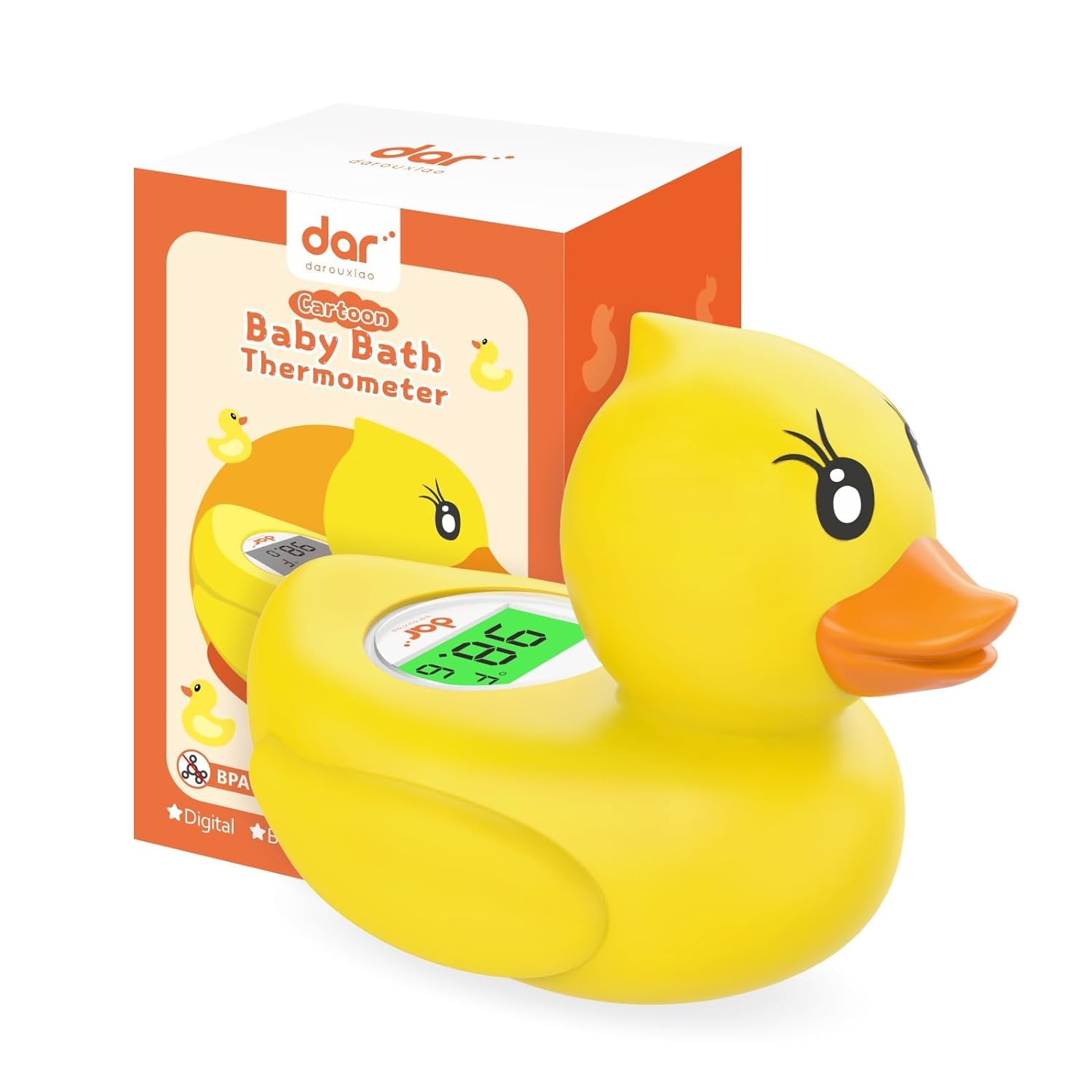 AquaVeilig Baby Badthermometer – Digitaal Display met 3 Kleuren en Temperatuurwaarschuwing