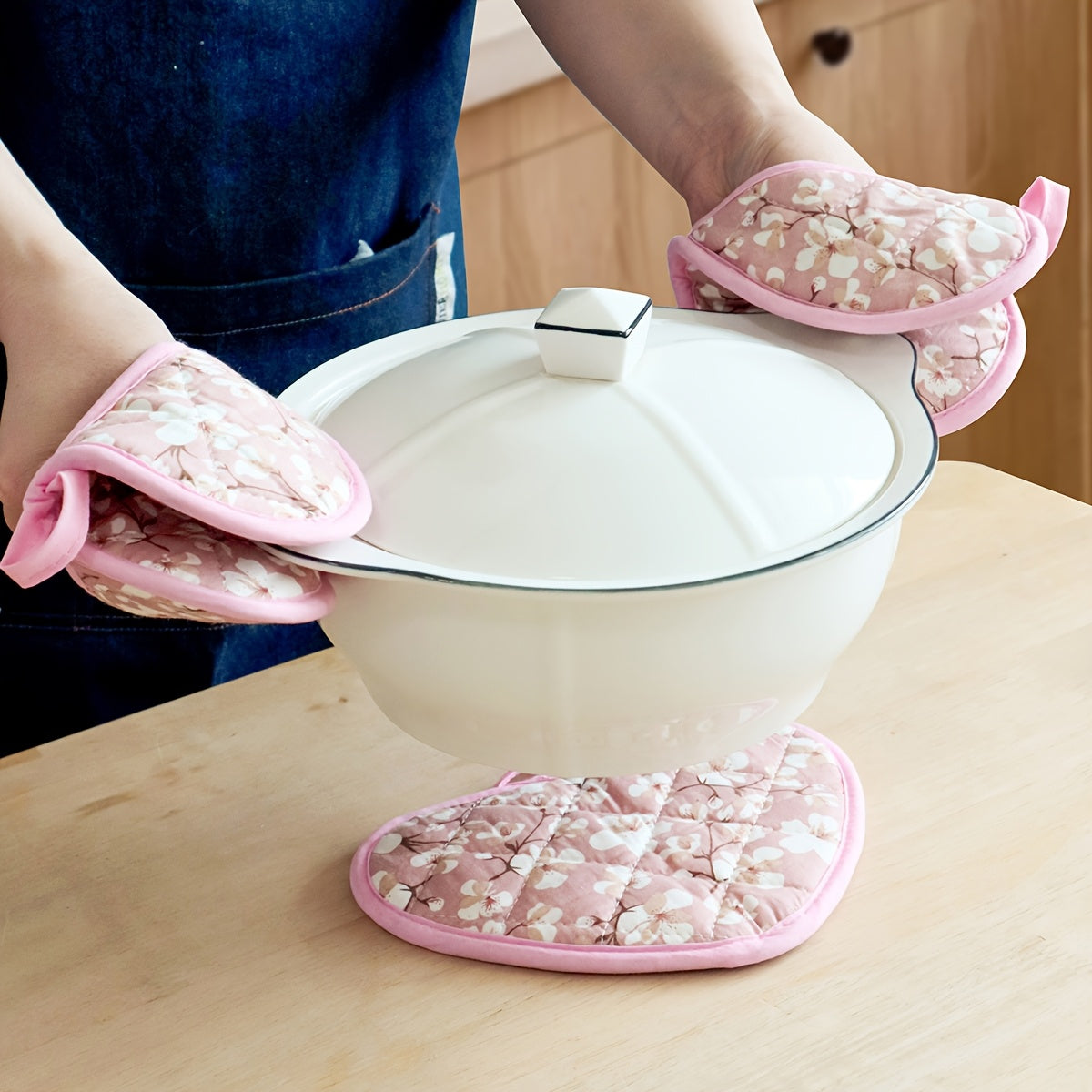 KeukenHart Hittebestendige Ovenwant-Set – Decoratieve Hartvormige GripPads