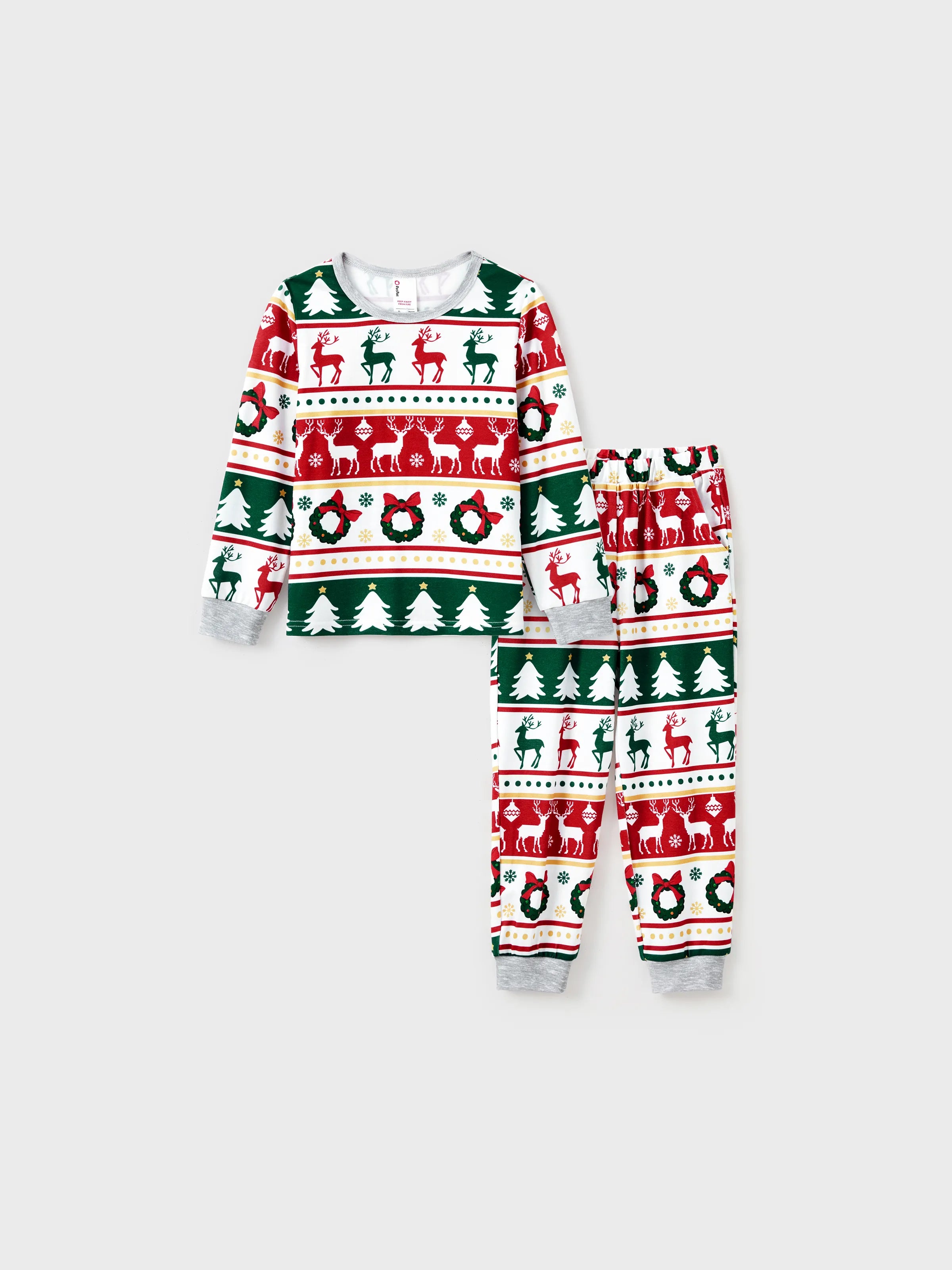 ReindeerJams | Gezinsmatching Kerstpyjama's met Rendier en Kerstboompatroon met ColorBlock Sokken