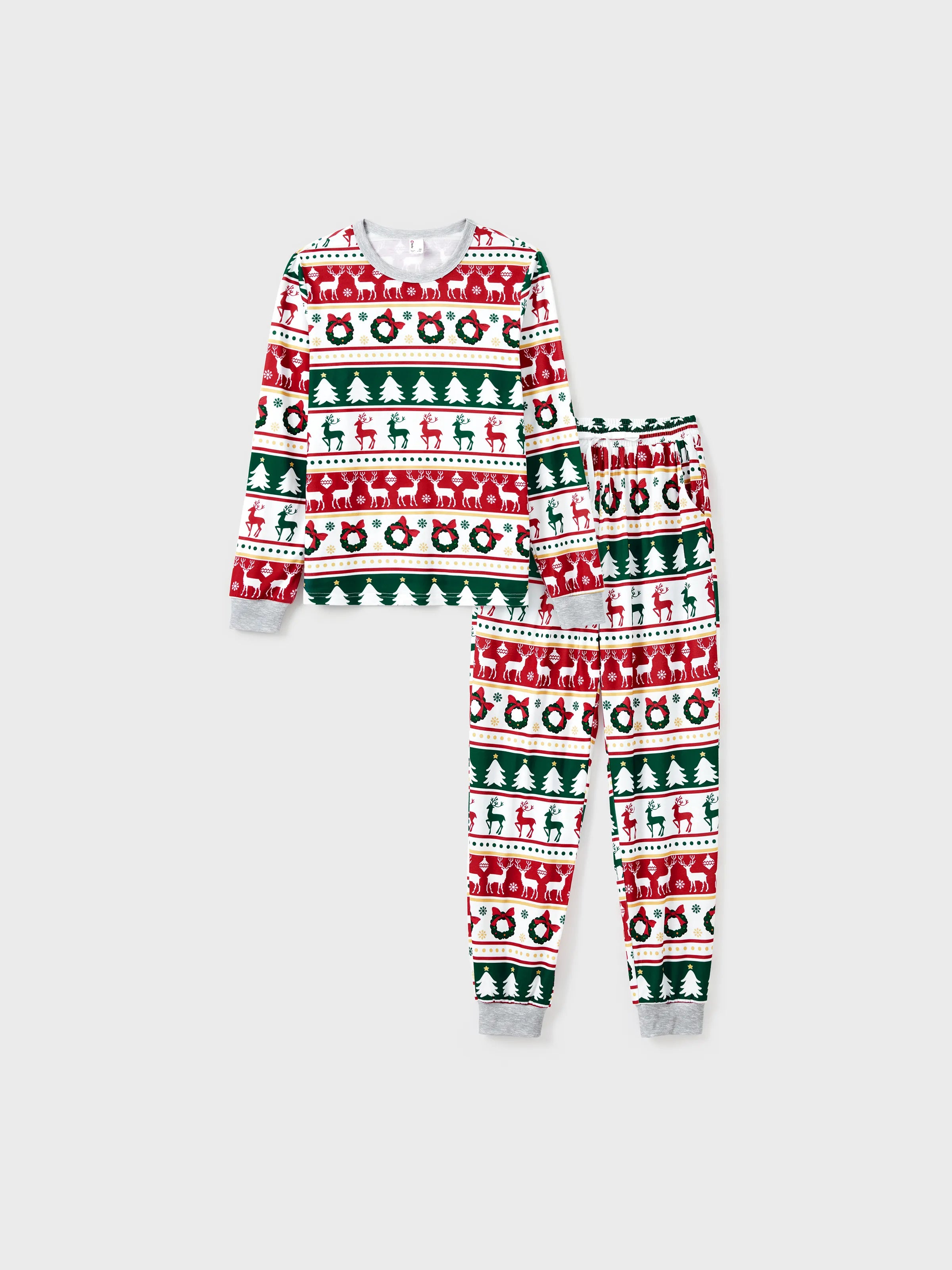 ReindeerJams | Gezinsmatching Kerstpyjama's met Rendier en Kerstboompatroon met ColorBlock Sokken