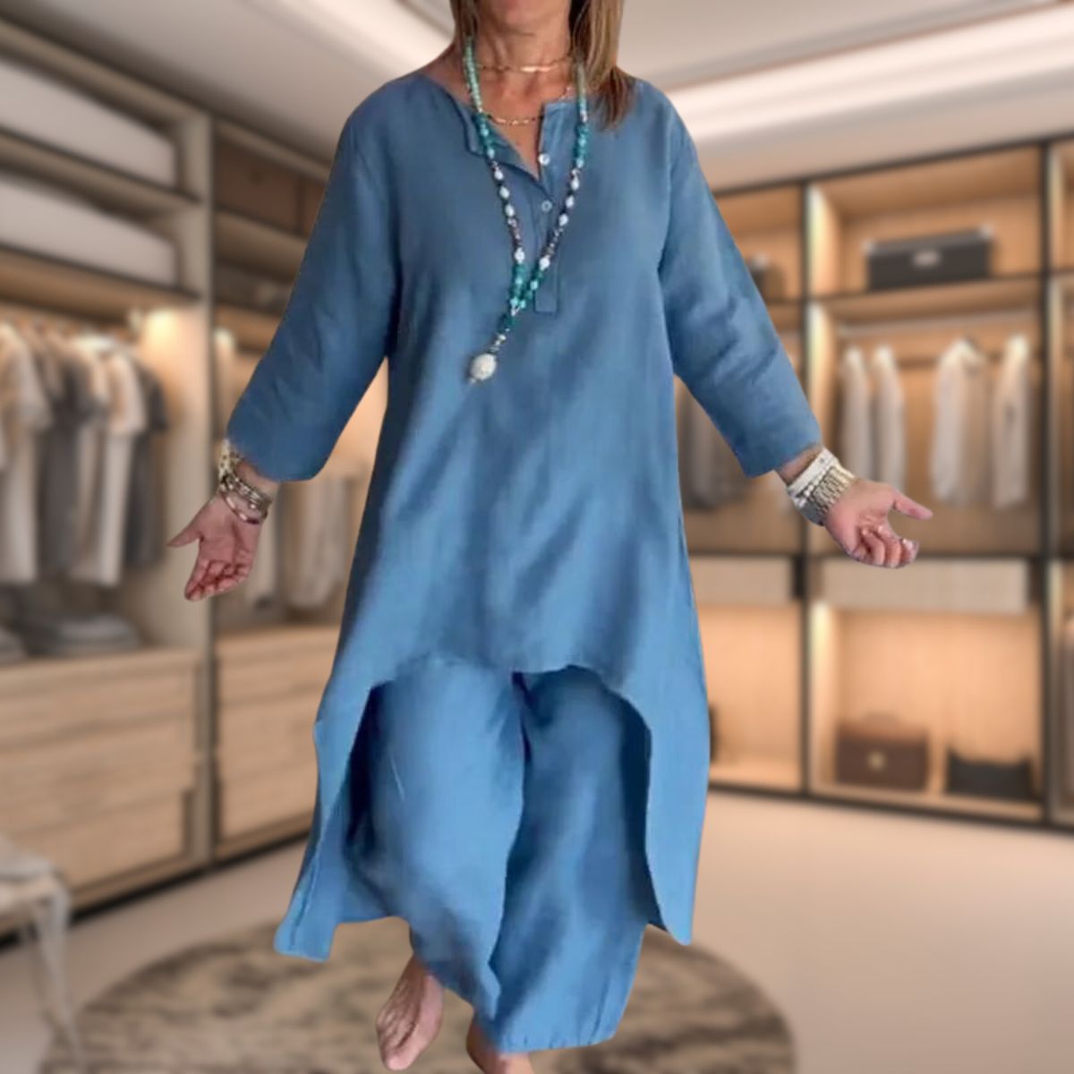 Elegante Dames Twee-delige Set – Comfortabele Luxe Outfit met Geruit Ontwerp