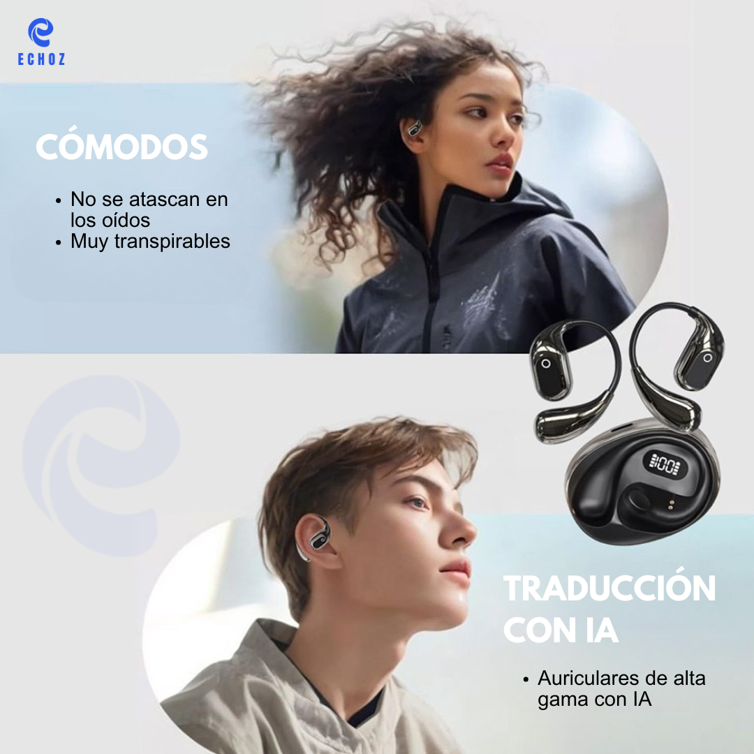 EchoLux Draadloze Vertaalheadsets | Directe vertaling en premium geluid voor verfijnde reizigers