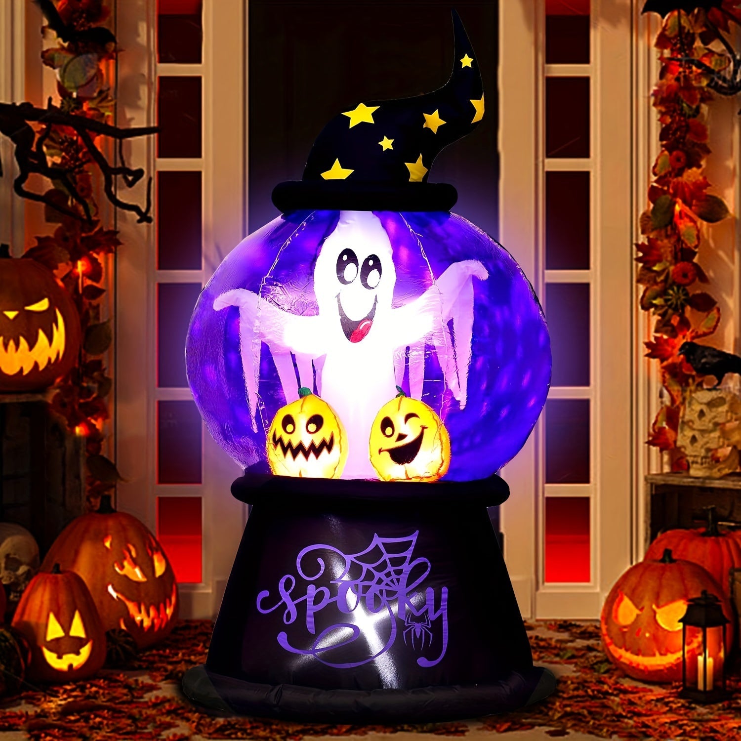 Halloween Opblaasbare Globe Decoratie met Verlichte Geest | Spooky Ghost LED Display