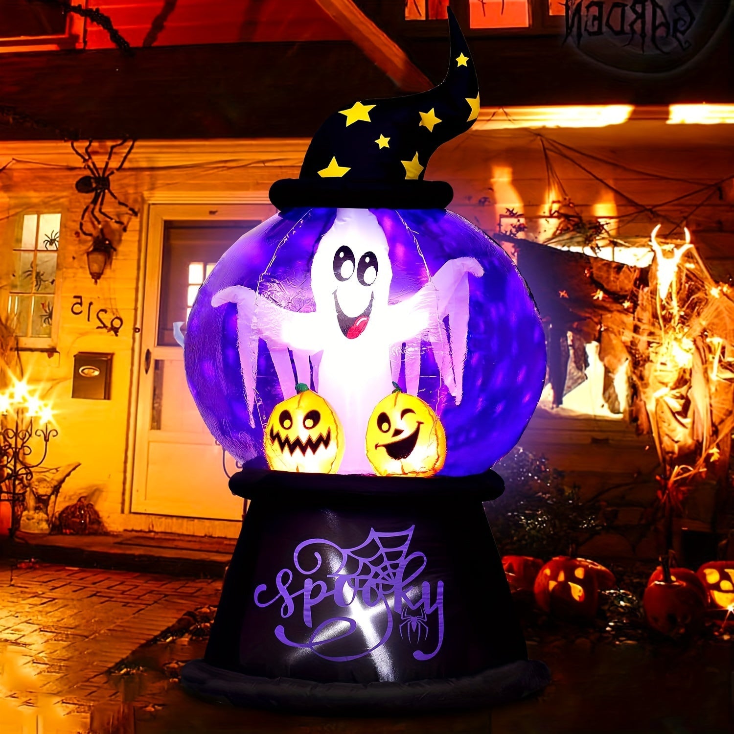 Halloween Opblaasbare Globe Decoratie met Verlichte Geest | Spooky Ghost LED Display