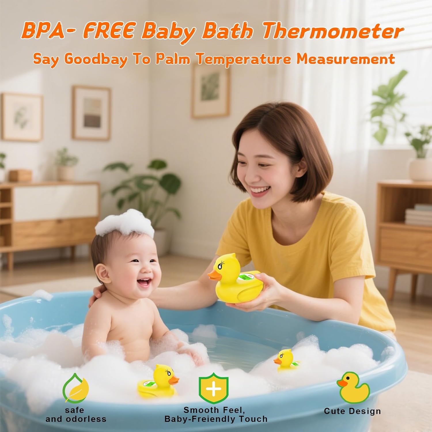 AquaVeilig Baby Badthermometer – Digitaal Display met 3 Kleuren en Temperatuurwaarschuwing
