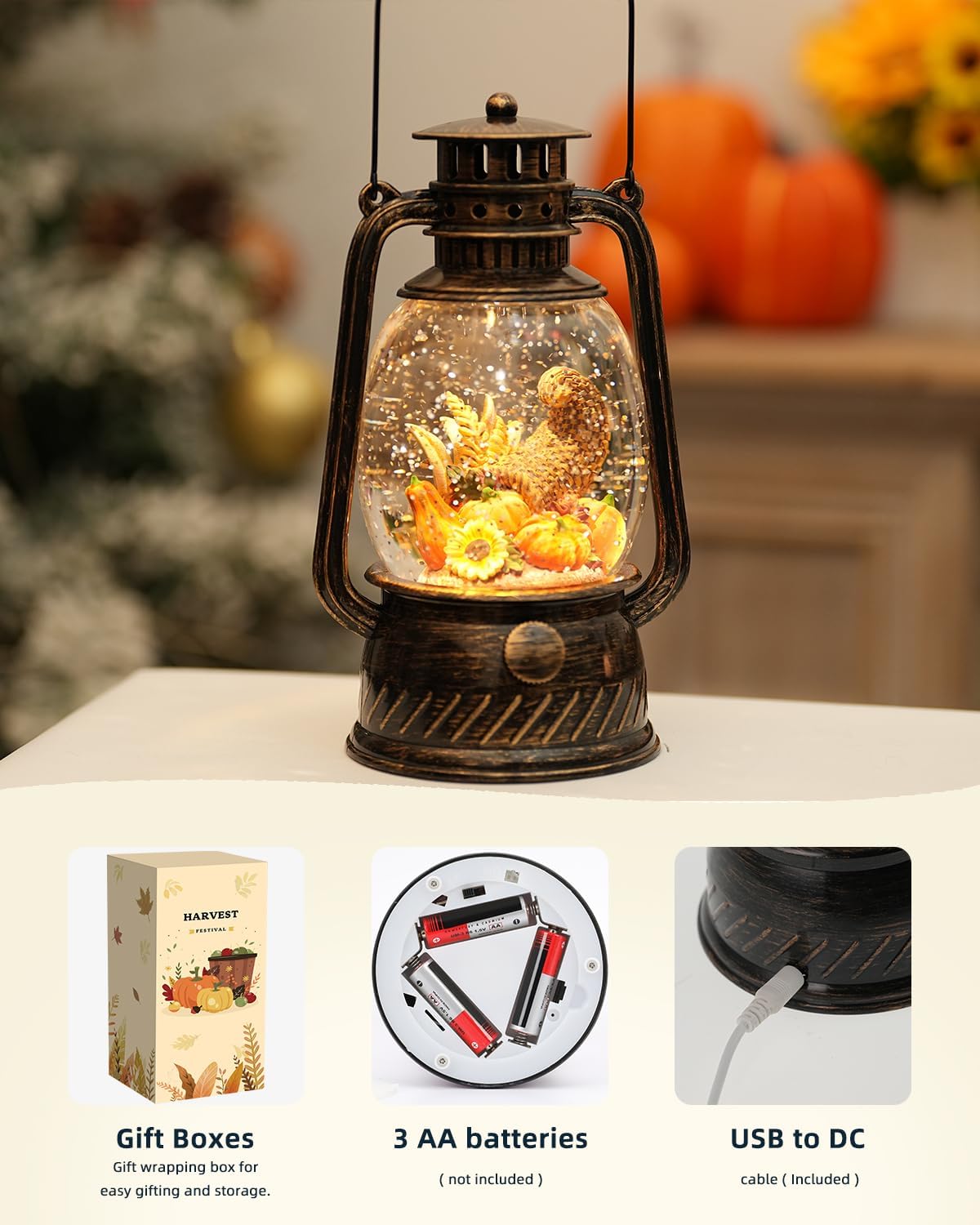 Herfstglans Decoratieve Lamp met Pompoenen – Warm LED-Licht en 6-Uur Timer