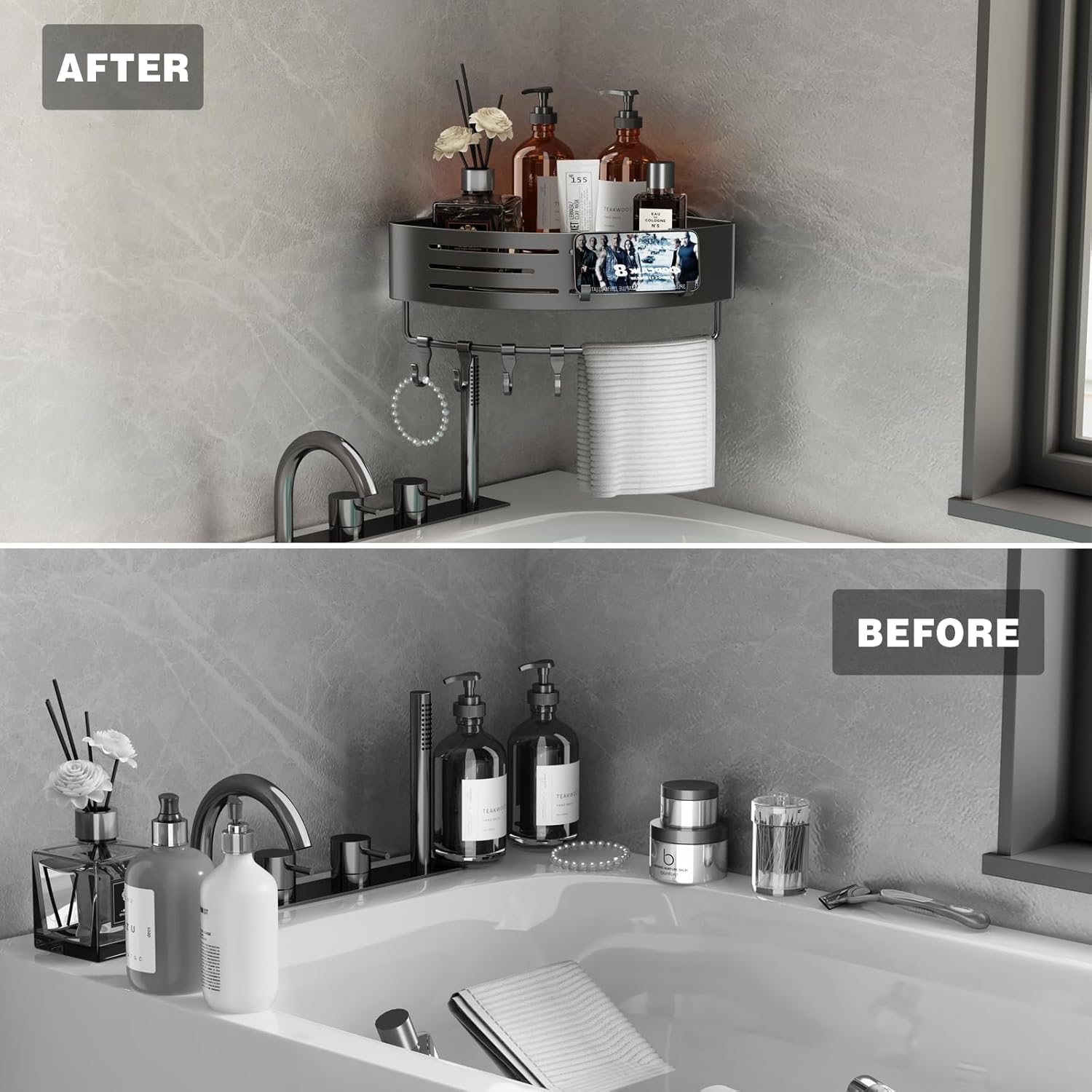 CaddyCraft Driehoekige Douch Organizer | Maximaliseer ruimte met een stijlvolle, veelzijdige caddy