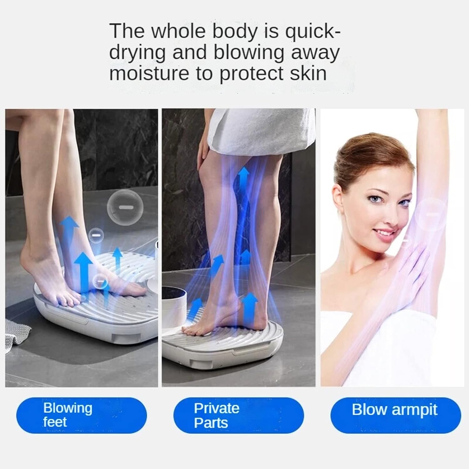 IonicWave Douche Droger | Volledig lichaam droger met warme en koude lucht, zware basis
