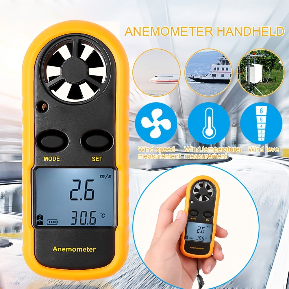 Digitale Windsnelheidsmeter met Duidelijke LCD-display – Draagbare Windsnelheidsmeter voor Buitensporten