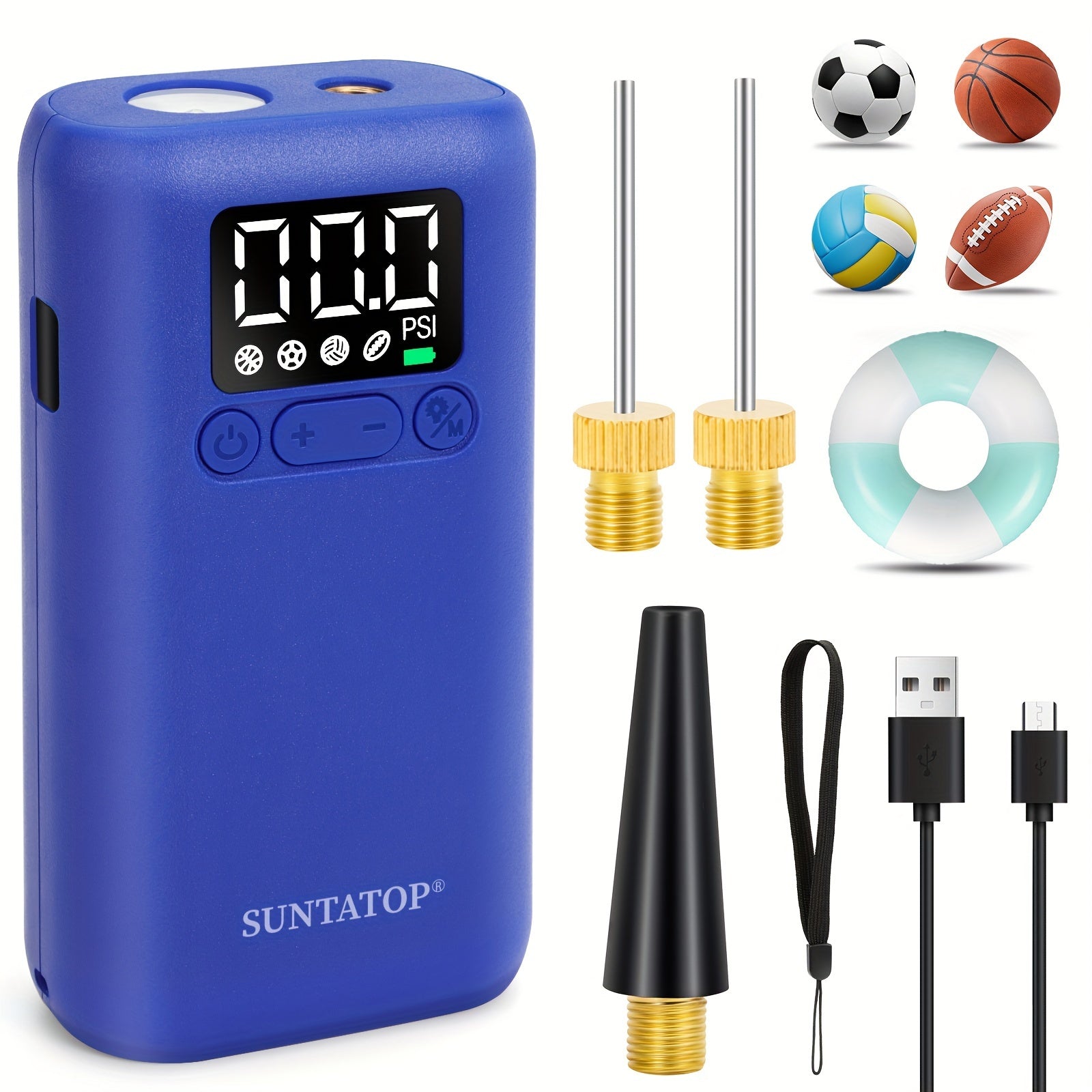 Automatische Elektrische Ballenpomp met 20 PSI Capaciteit, LED Lamp voor Voetballen en Basketballen – Compacte en Draagbare Pomp
