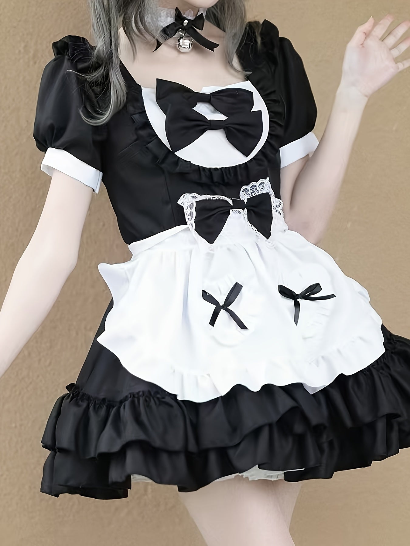 Dames Plus Size Halloween Kostuums Dienstmeid Cosplay Jurk | Ruffled Mini