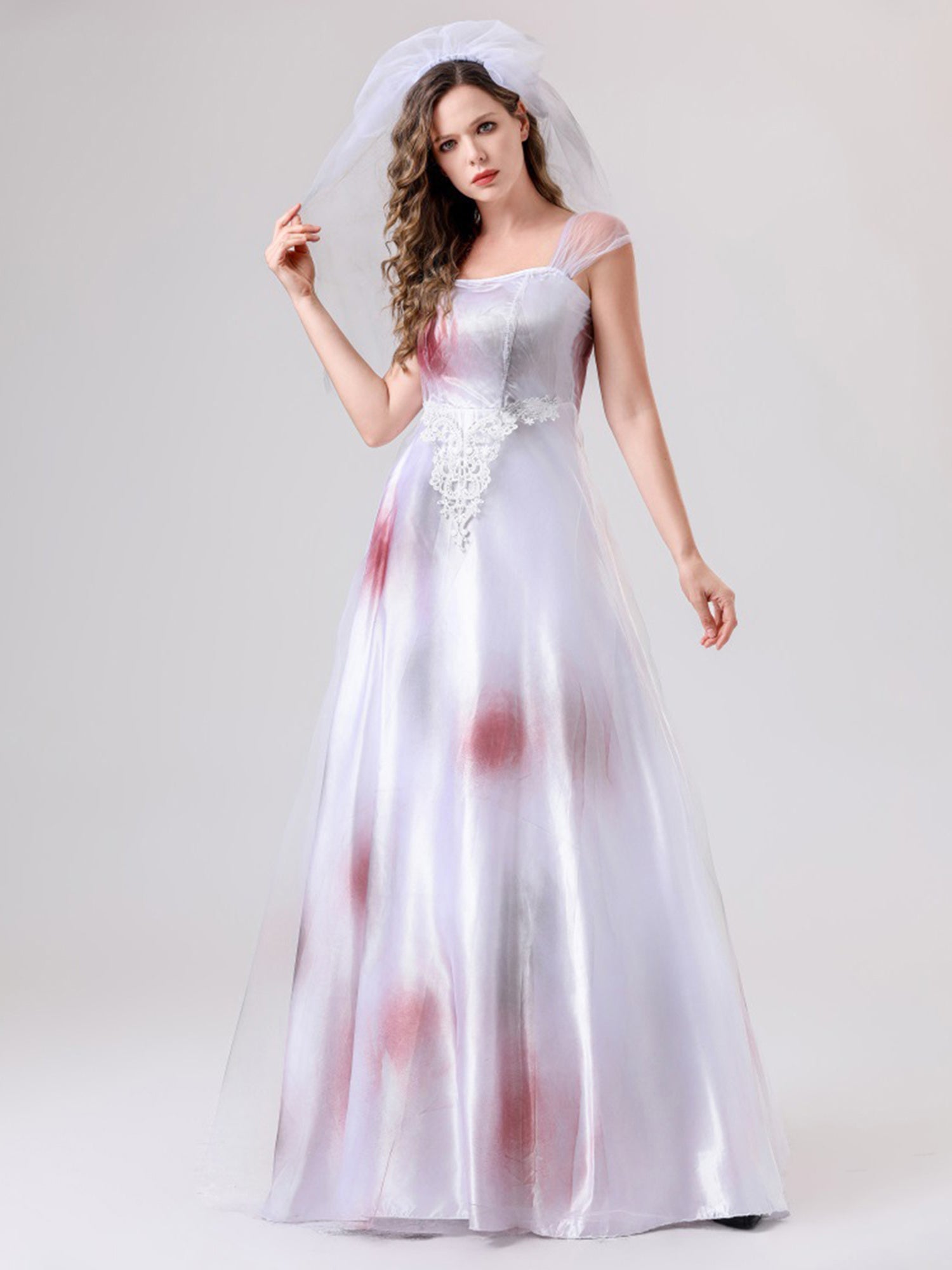Vrouwen Spooky Bloedige Halloween Lijk Bruid Kostuum Jurk | Maxi