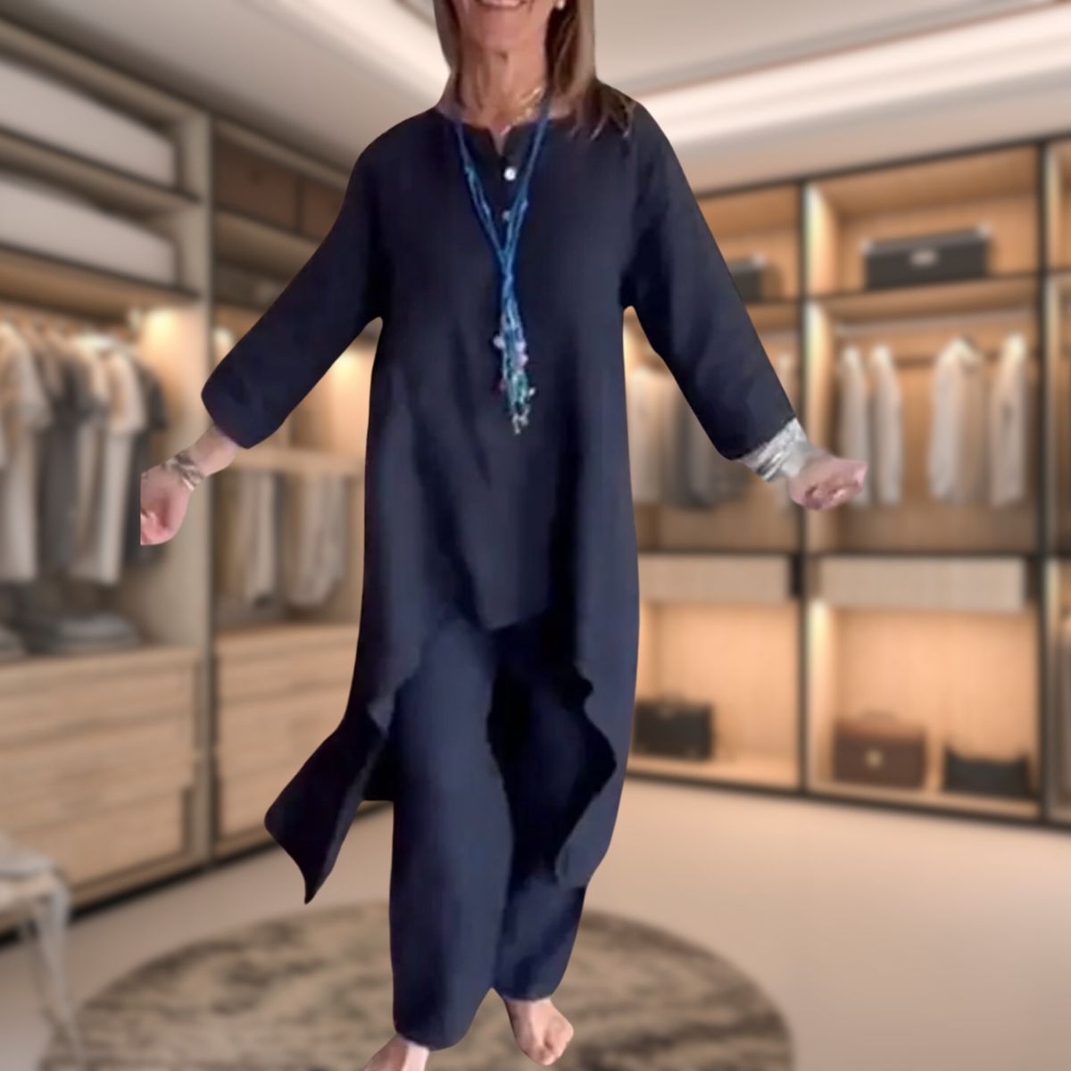 Elegante Dames Twee-delige Set – Comfortabele Luxe Outfit met Geruit Ontwerp