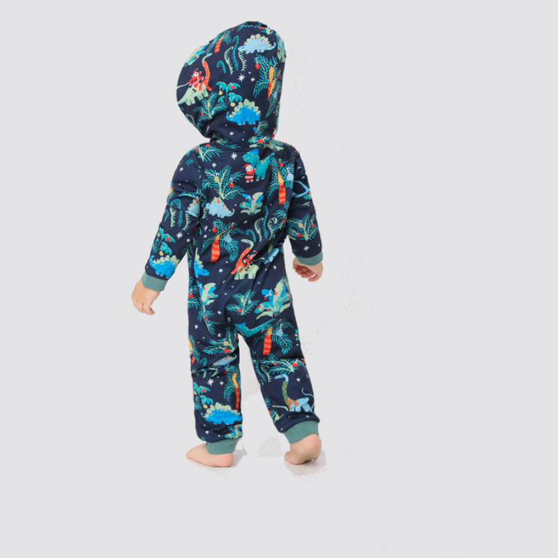Blauwe Kerst Hooded Matching Familie Kerst Pyjama's Onesies
