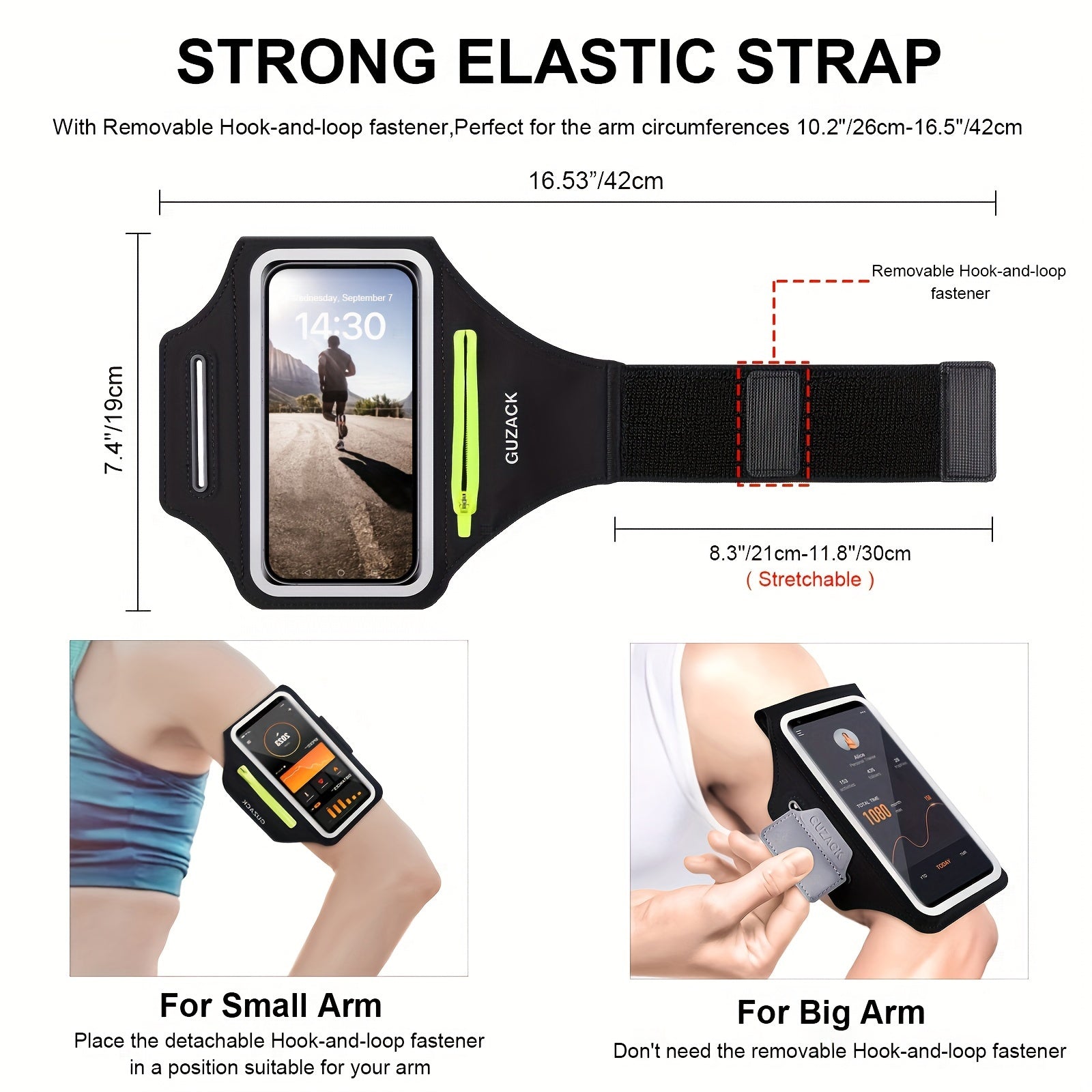 Verstelbare Hardloop Telefoonhouder met Oordopjes Compartment – Geschikt voor Armomvang van 26-42 cm, Compatibel met iPhone en Galaxy