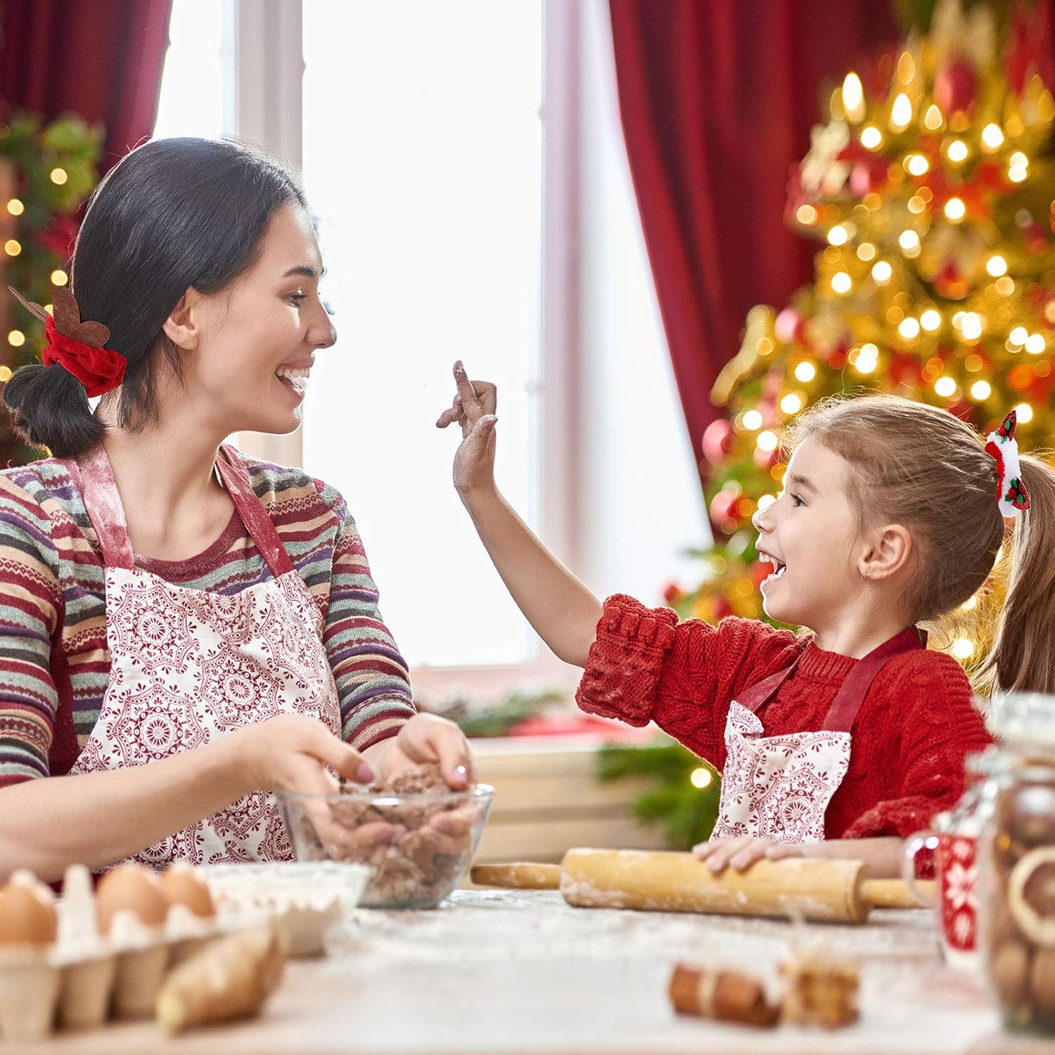 FluweelVrolijk Kerst Scrunchie Set – 10-delige haaraccessoire-collectie