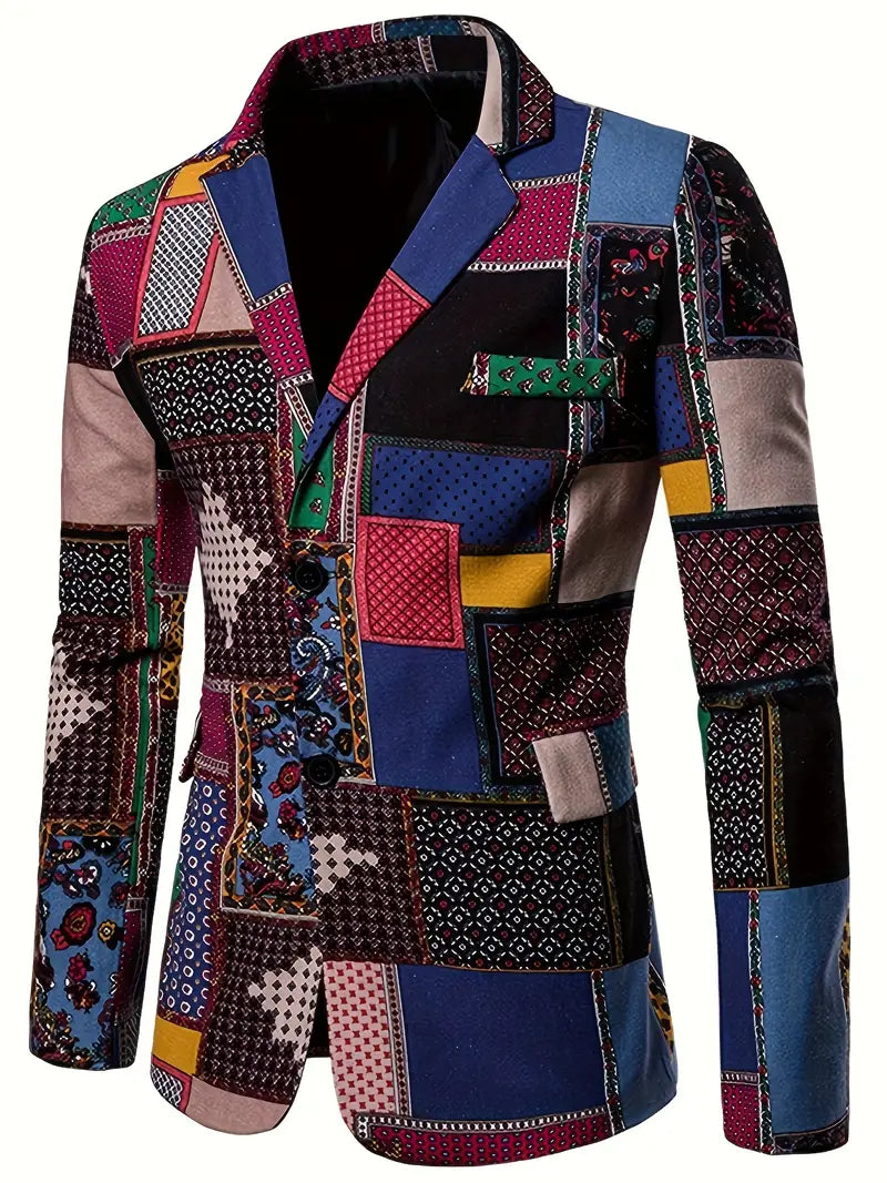 Carnaval Kleurrijk Herenpak - Slim Fit Tweedelig Kostuum met Broek voor Feesten en Carnaval