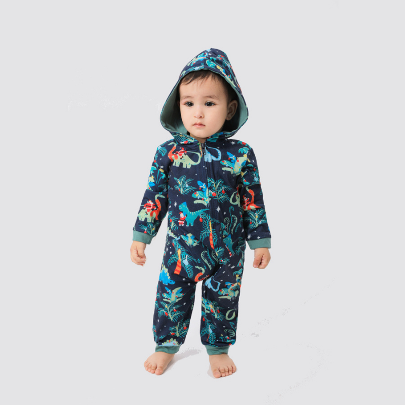 Blauwe Kerst Hooded Matching Familie Kerst Pyjama's Onesies