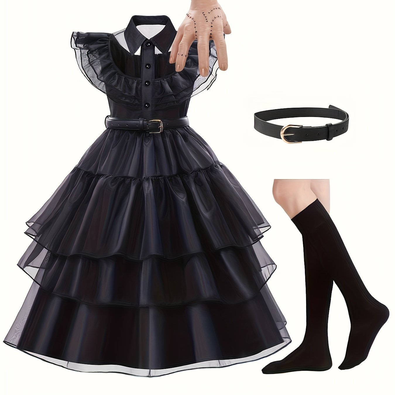 Meisjes Rimpelige Gotische Halloween Kostuum Jurk | Gelaagde Mini