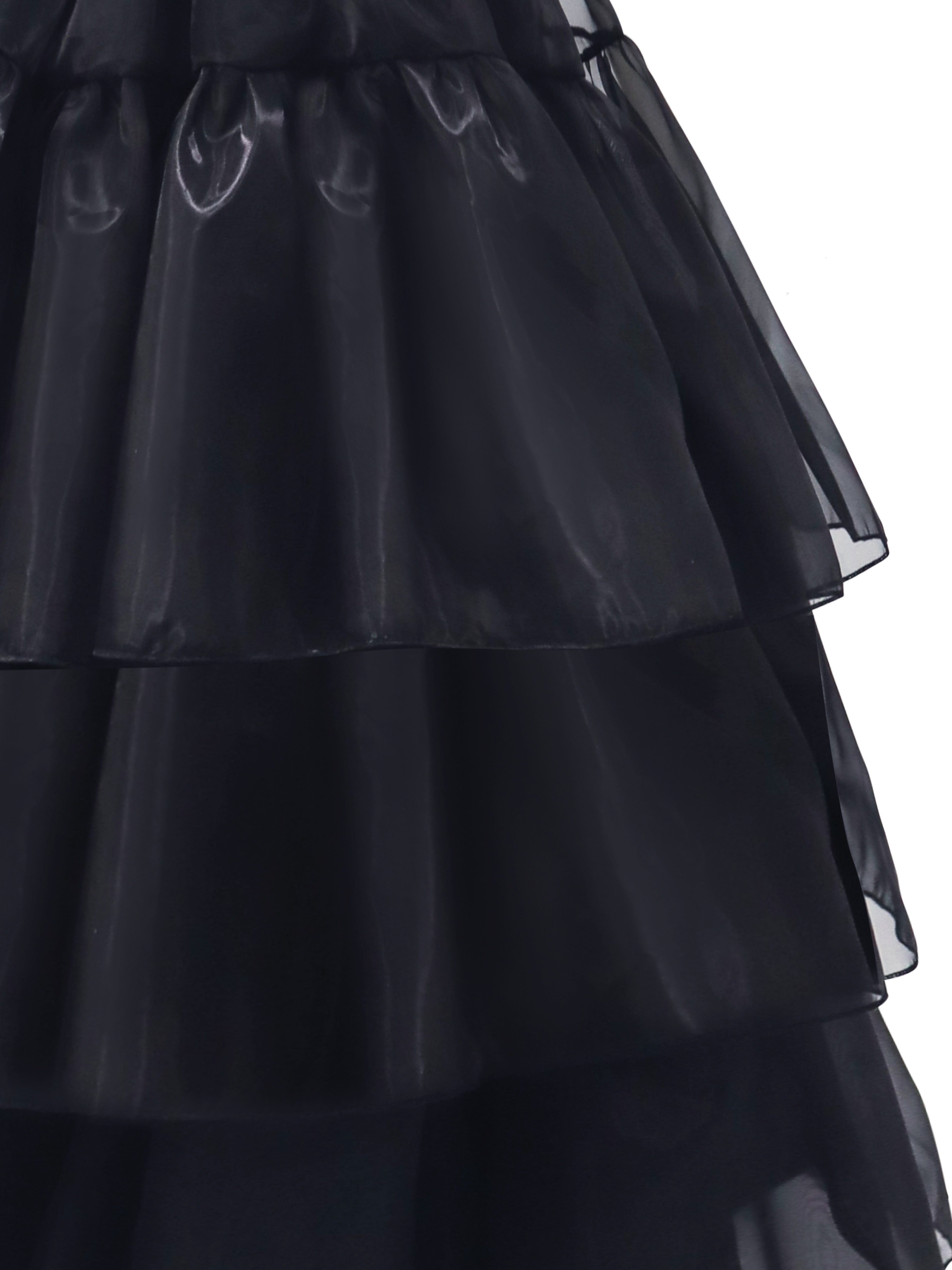 Dames Gothic Ruffle Halloween Film Kostuum Jurk | Gelaagde Midi Set