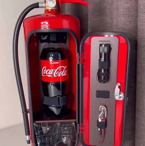 "Mijn Grot Mijn Regels" Cadeau Kan Bar Set Brandblusser