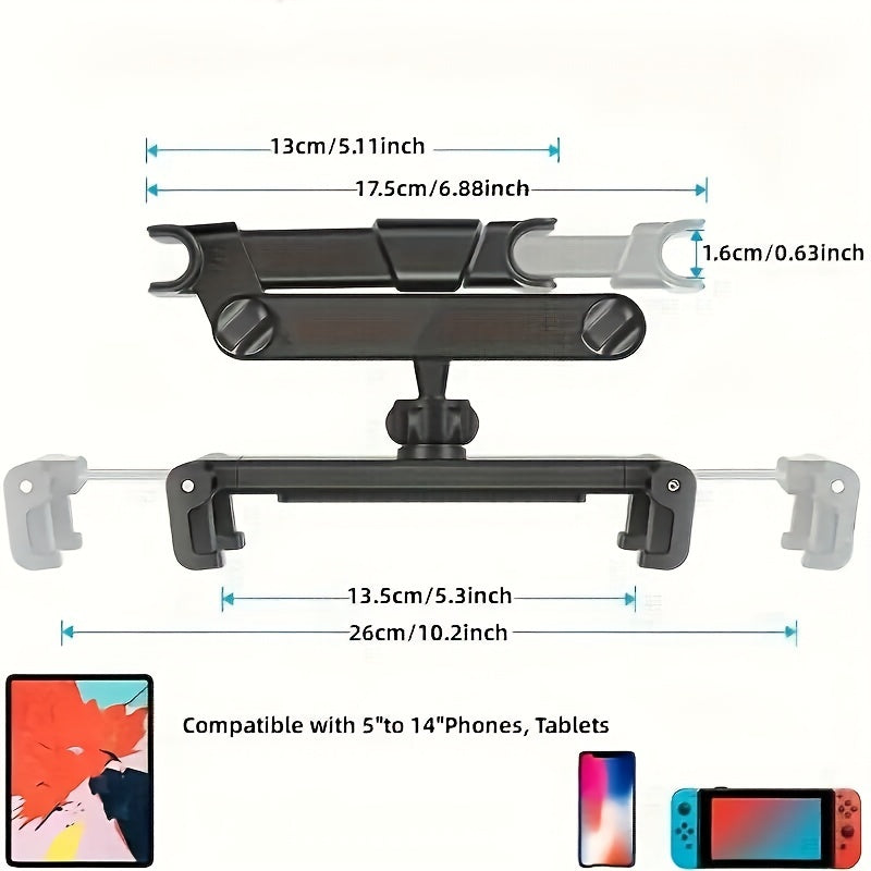 Verstelbare Tablet Houder voor Auto Hoofdsteun - Geschikt voor 5 tot 14 Inch Apparaten, Veilige en Veelzijdige Tablet Stand voor Reizen