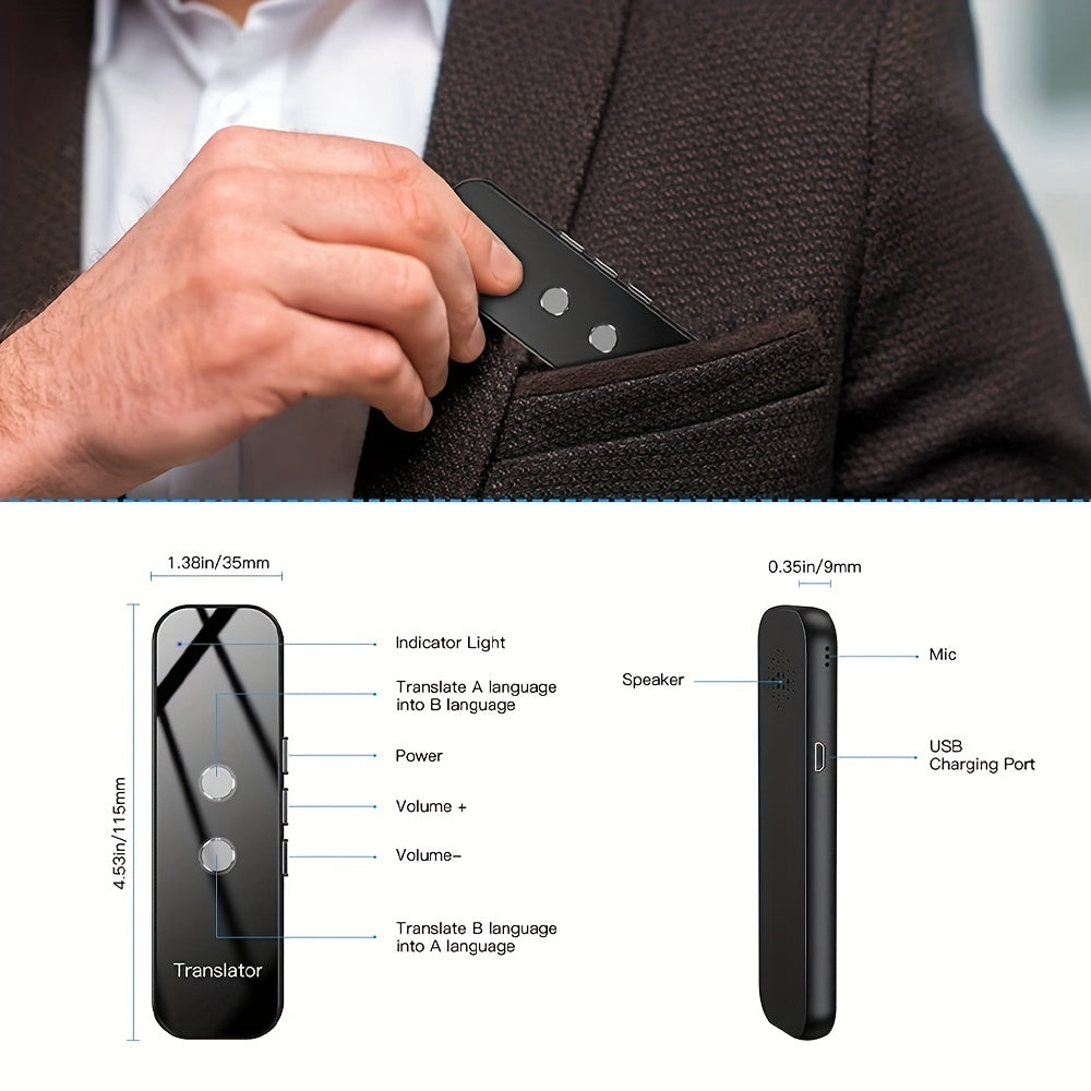 Draagbare Twee-Weg Taalvertaler met Ingebouwde Wi-Fi en Oplaadbare USB-batterij - Compact Reisapparaat voor Moeiteloze Communicatie