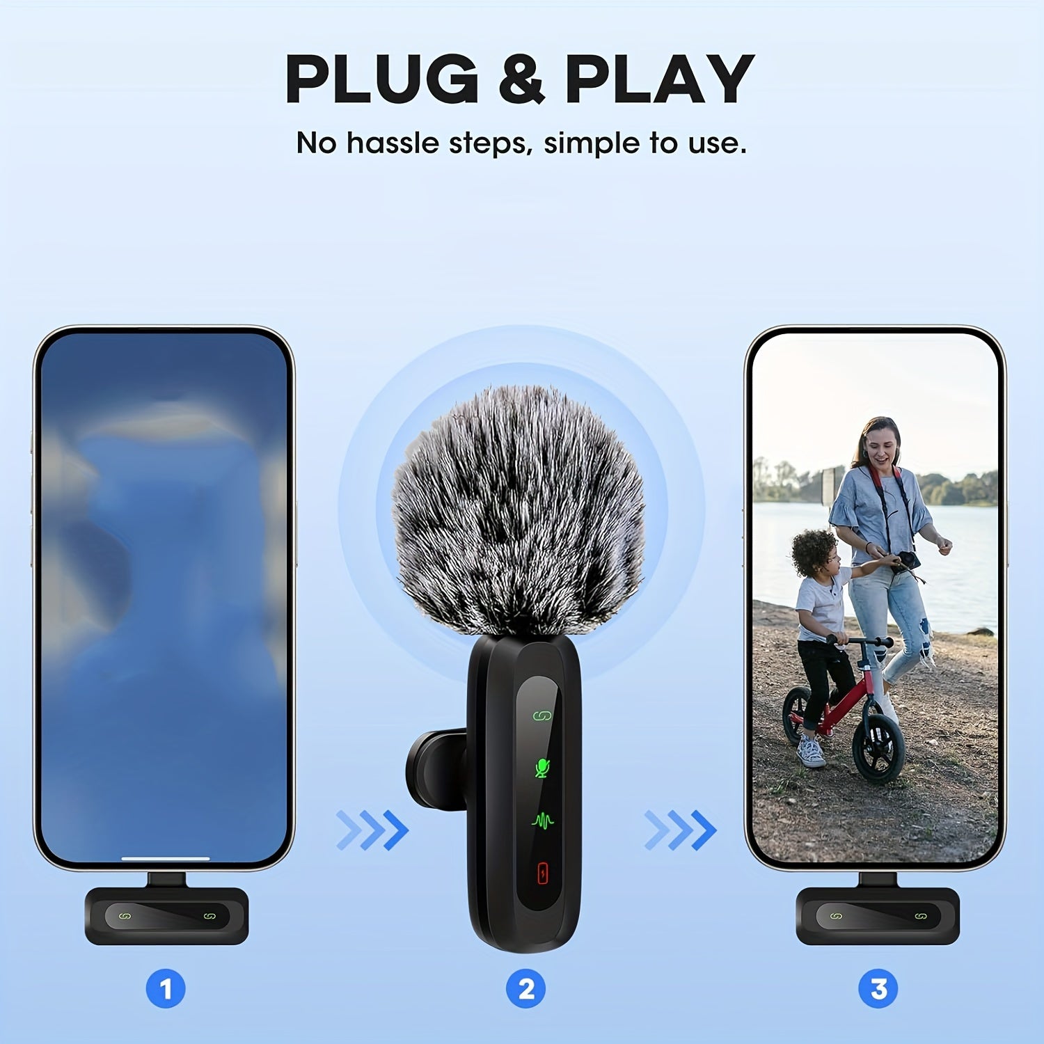 Draadloze Lavalier Microfoon met USB-C Verbinding voor Smartphones en Tablets – Compact Ontwerp, Ideaal voor Podcasts en Vlogs