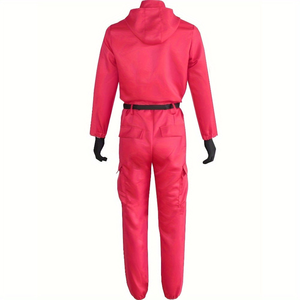Unisex Langsleeve Halloween Kostuum Jumpsuit | Kap met Rits Voorkant