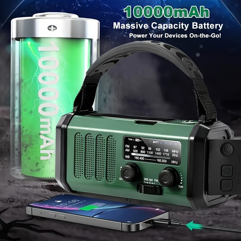Alles-in-één Noodradio met Zaklamp, Zonnepaneel, USB-oplader en NOAA Weer Toegang – Compact Overlevingsapparaat