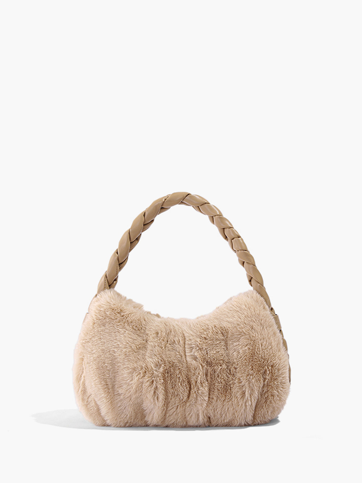 Dames Fuzzy Tote Bag Beige One Size Polyester