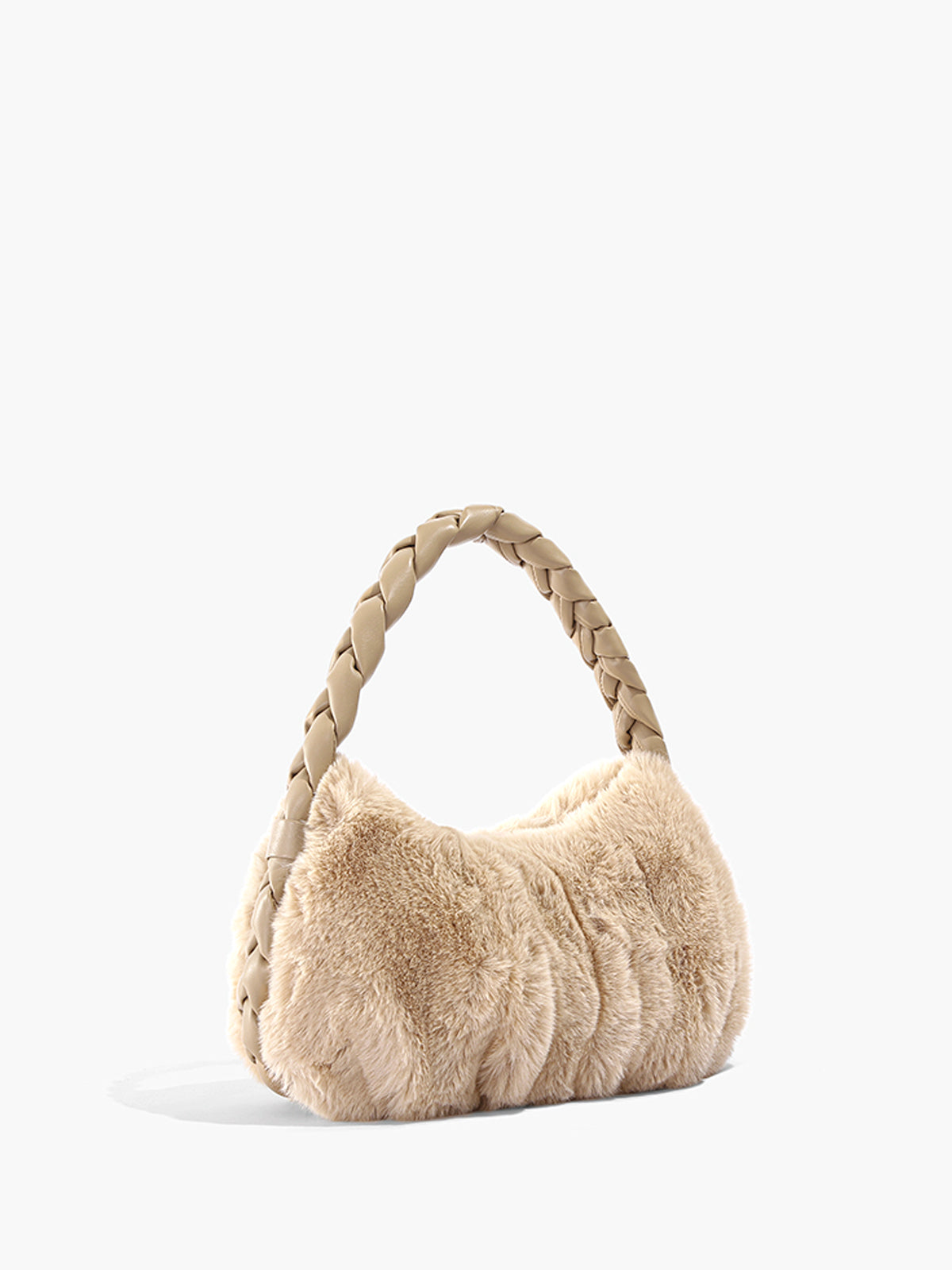 Dames Fuzzy Tote Bag Beige One Size Polyester