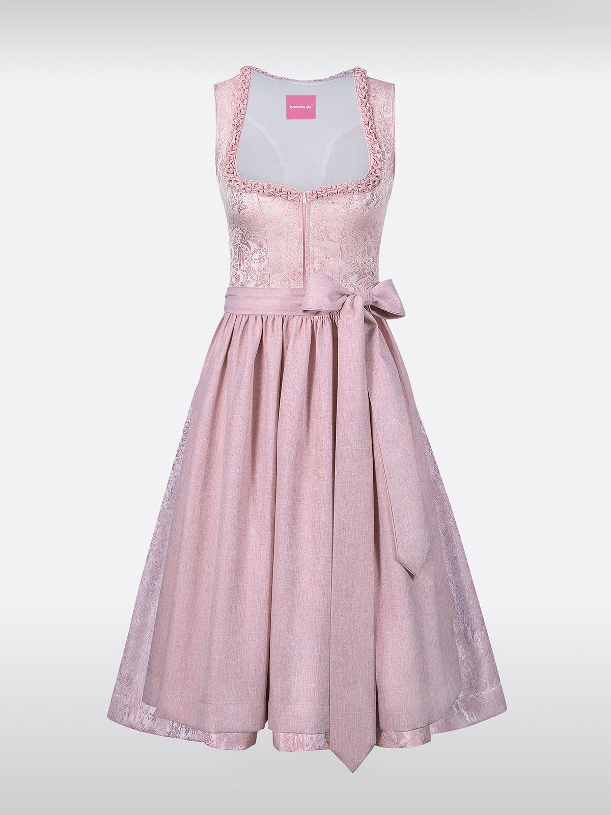 Paisley Opmaak Dirndl in Roze met Hart-Uitsnijding