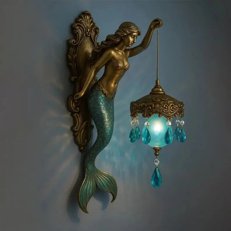Elegante Barok Zeemeermin Wandlamp – Kunstzinnige Maritieme Wandlamp voor Sfeervolle Ruimtes