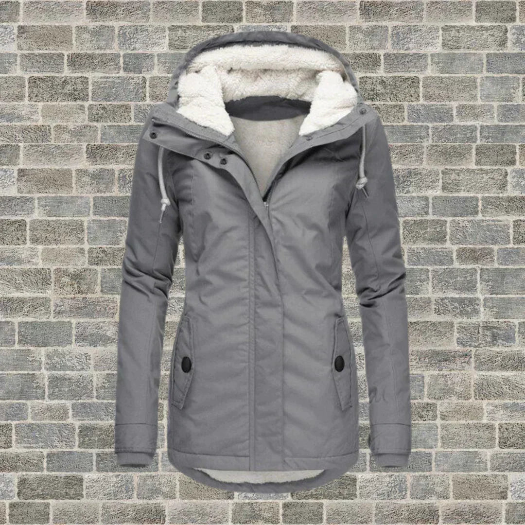 Elegante Dames Winterjas – Comfortabele Middellange Jas met Praktische Zakjes