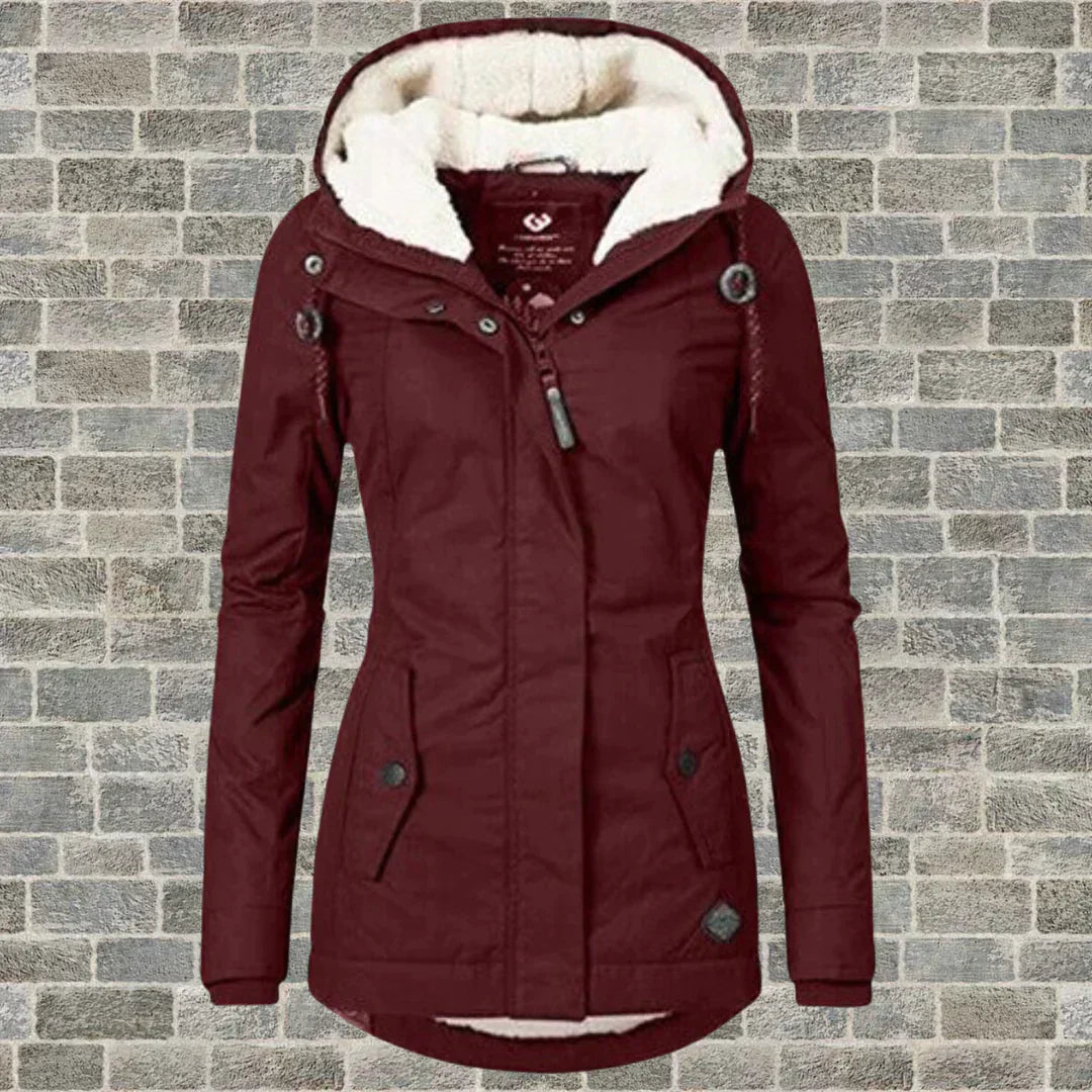 Elegante Dames Winterjas – Comfortabele Middellange Jas met Praktische Zakjes