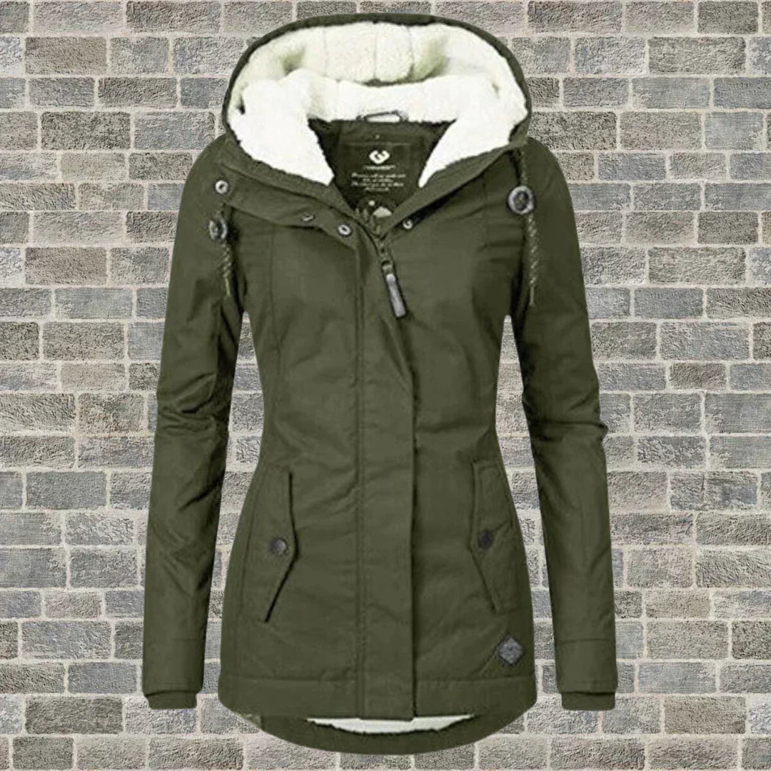 Elegante Dames Winterjas – Comfortabele Middellange Jas met Praktische Zakjes