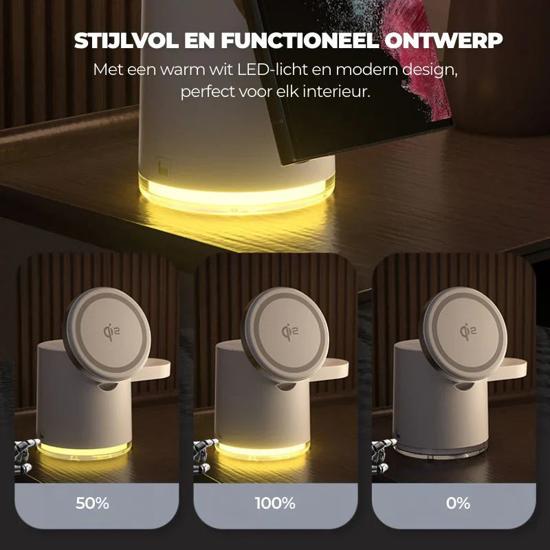 LuxDock Elite Oplaadstation | Luxe alles-in-één oplossing voor Apple & Android apparaten