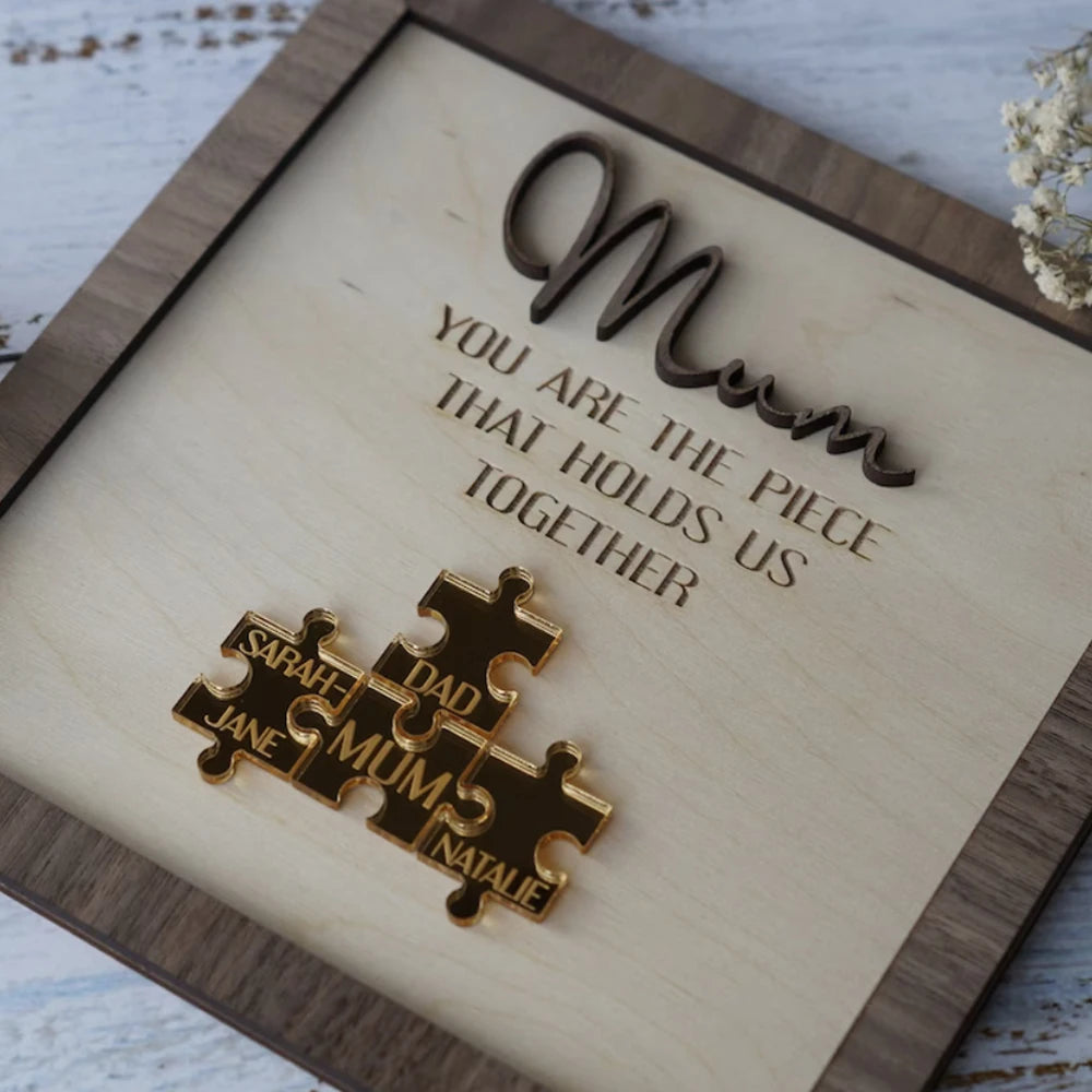 Family Puzzel | Jij ben ons verbindende puzzelstuk | Gegraveerde kunst