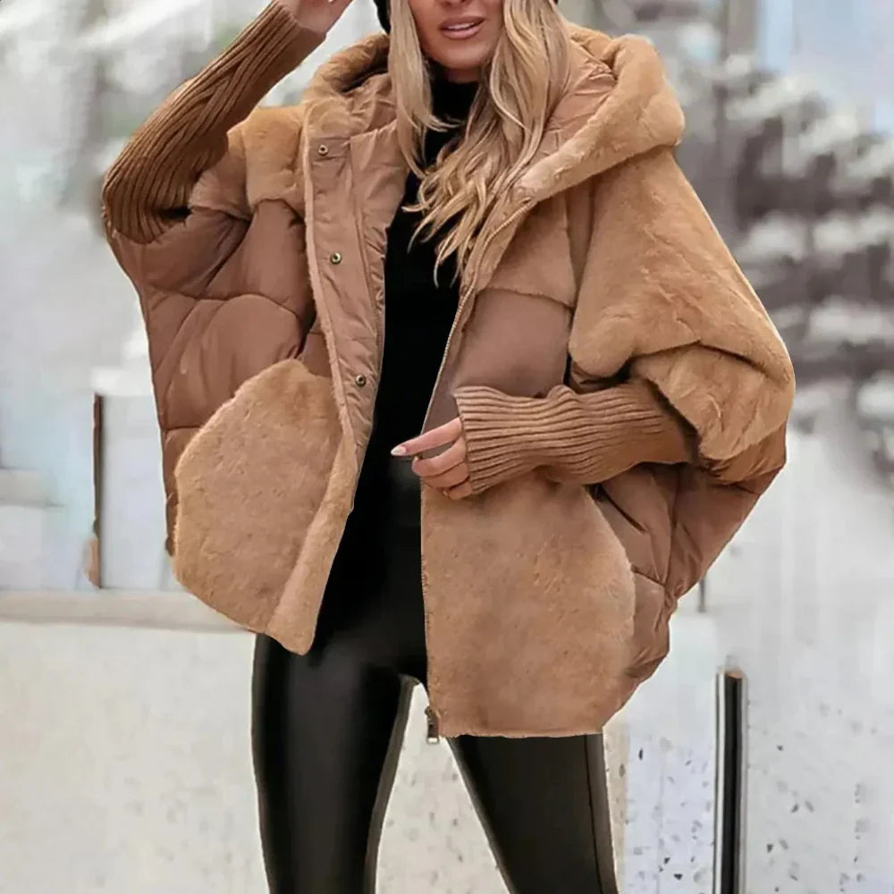 CozyShell Plus Size Dames Pufferjacke – Warme Winterjacke met Capuchon en Dikke Vulling