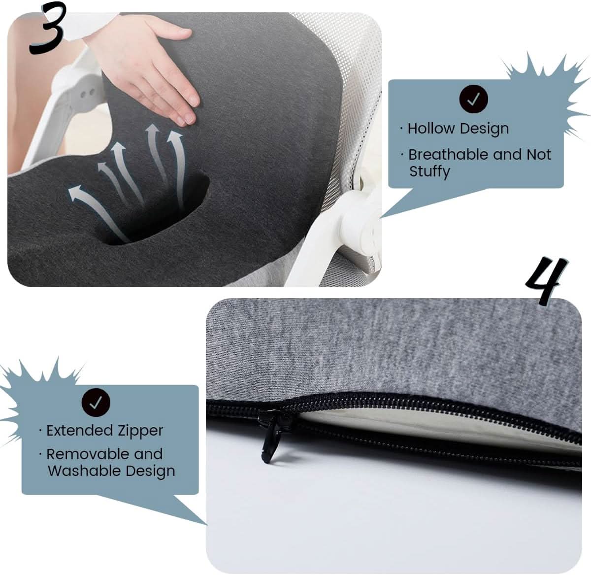 ErgoComfort Zitkussen – Ergonomisch Geheugenschuimkussen voor Rugsteun en Comfort