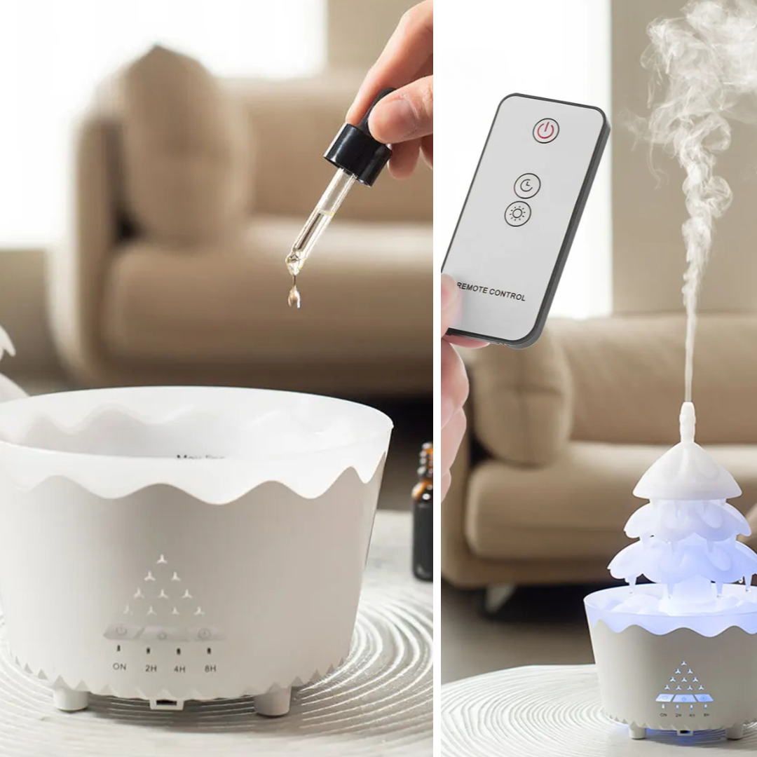 AromaBoom Kerstdiffuser – Ultrasone Luchtbevochtiger met LED en USB