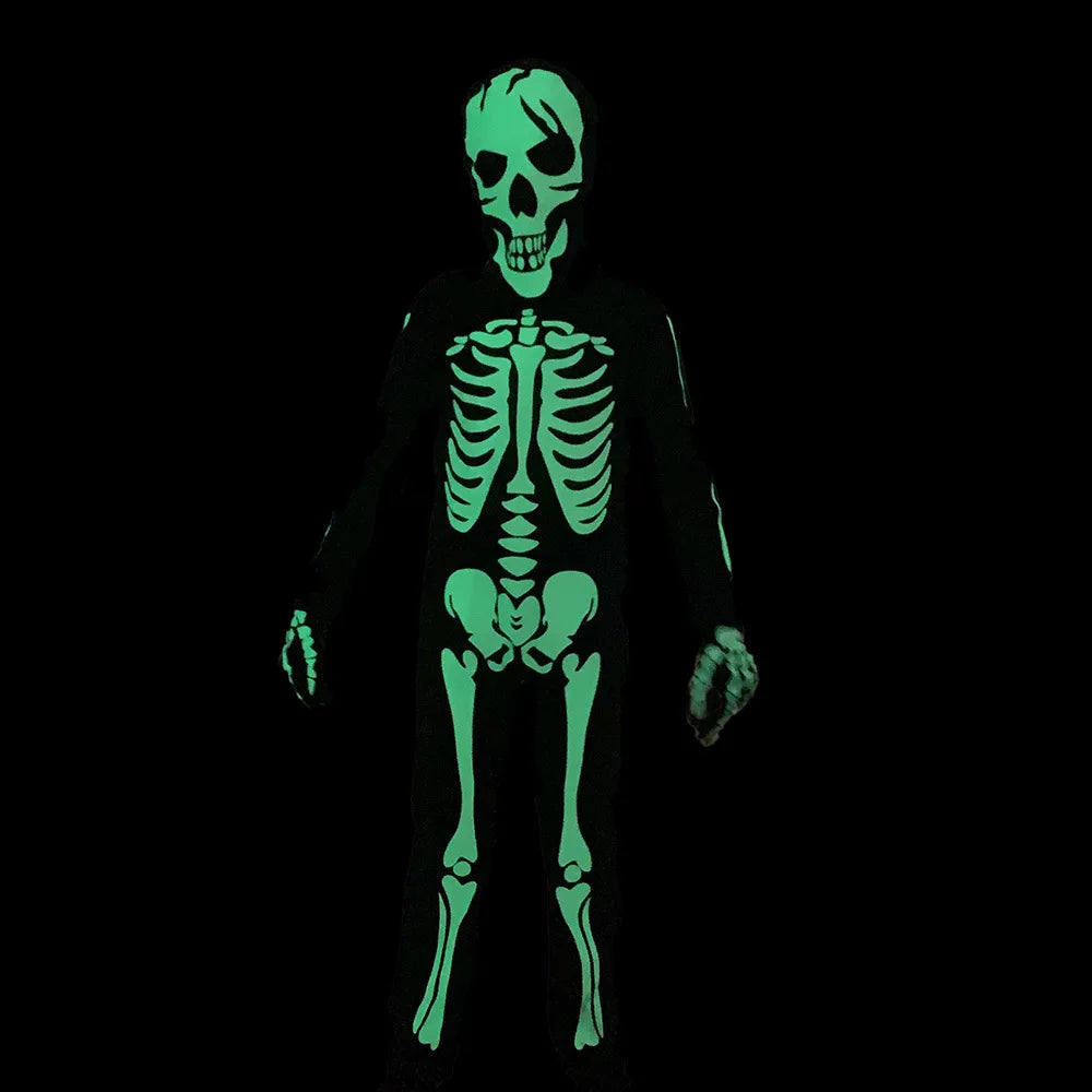 Gloeiende Skelet Halloween Kinderen Zombie Kostuum